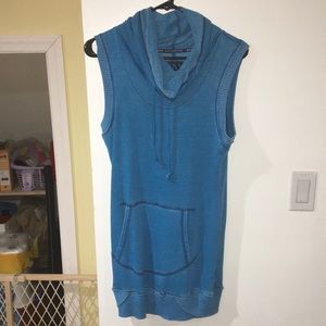 Sleeveless collared hoodie dress